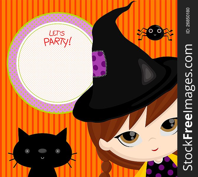 Sweet and colorful Halloween card. Personalize your message. Perfect for party invitation. Vector Illustration. Sweet and colorful Halloween card. Personalize your message. Perfect for party invitation. Vector Illustration