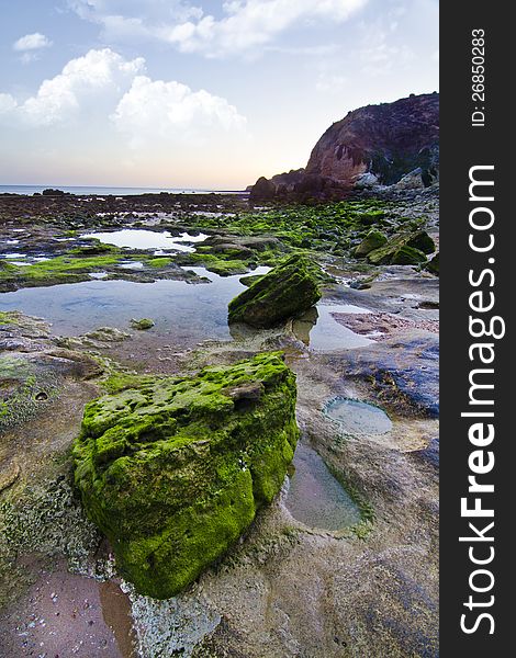 View of the beautiful coastline near Olhos D'Agua in the Algarve, Portugal. View of the beautiful coastline near Olhos D'Agua in the Algarve, Portugal.