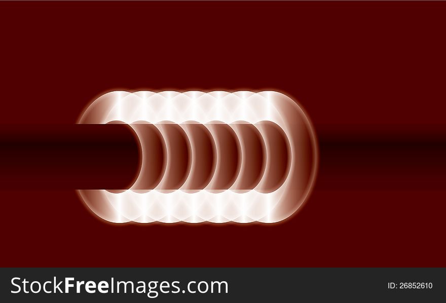 red tube with shiny ovals.