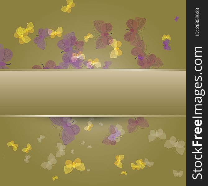 Frame for any text with butterflies on background. Frame for any text with butterflies on background