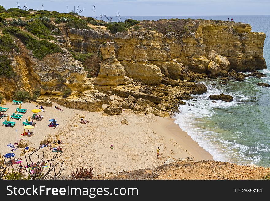 View of the beautiful coastline near Albufeira in the Algarve, Portugal. View of the beautiful coastline near Albufeira in the Algarve, Portugal.