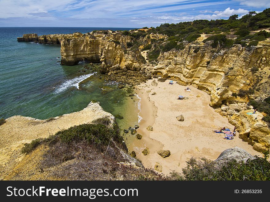 View of the beautiful coastline near Albufeira in the Algarve, Portugal. View of the beautiful coastline near Albufeira in the Algarve, Portugal.