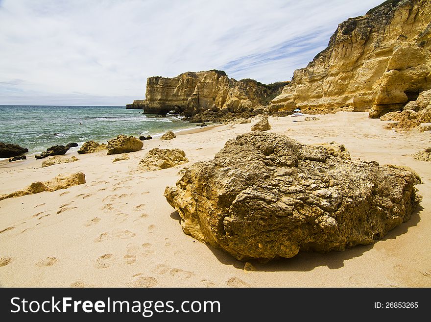 View of the beautiful coastline near Albufeira in the Algarve, Portugal. View of the beautiful coastline near Albufeira in the Algarve, Portugal.