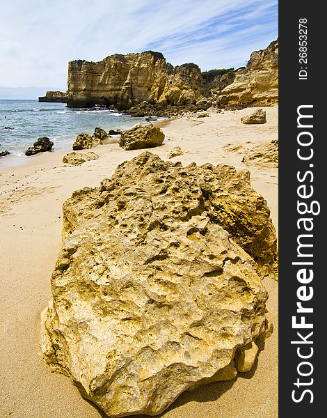 View of the beautiful coastline near Albufeira in the Algarve, Portugal. View of the beautiful coastline near Albufeira in the Algarve, Portugal.