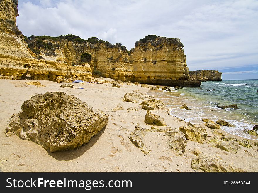 View of the beautiful coastline near Albufeira in the Algarve, Portugal. View of the beautiful coastline near Albufeira in the Algarve, Portugal.