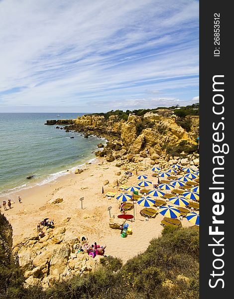 View of the beautiful coastline near Albufeira in the Algarve, Portugal. View of the beautiful coastline near Albufeira in the Algarve, Portugal.