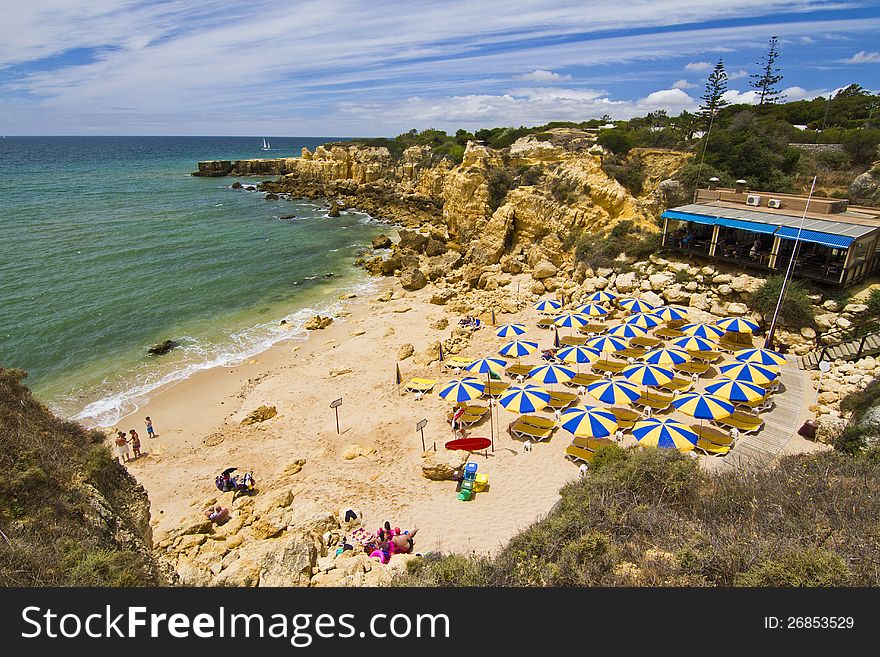 View of the beautiful coastline near Albufeira in the Algarve, Portugal. View of the beautiful coastline near Albufeira in the Algarve, Portugal.