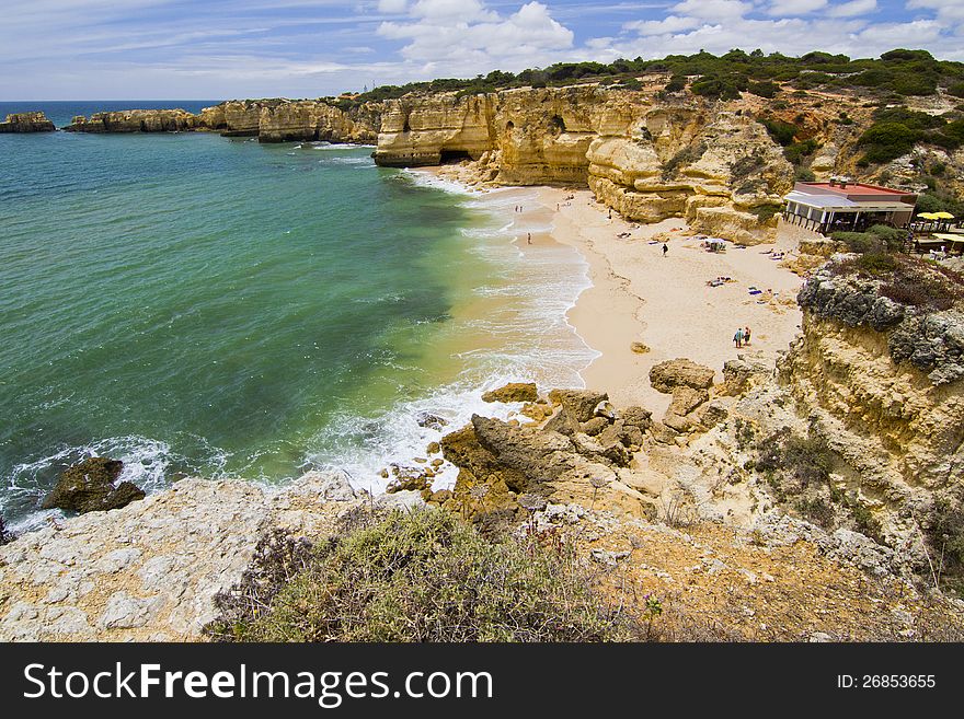 View of the beautiful coastline near Albufeira in the Algarve, Portugal. View of the beautiful coastline near Albufeira in the Algarve, Portugal.