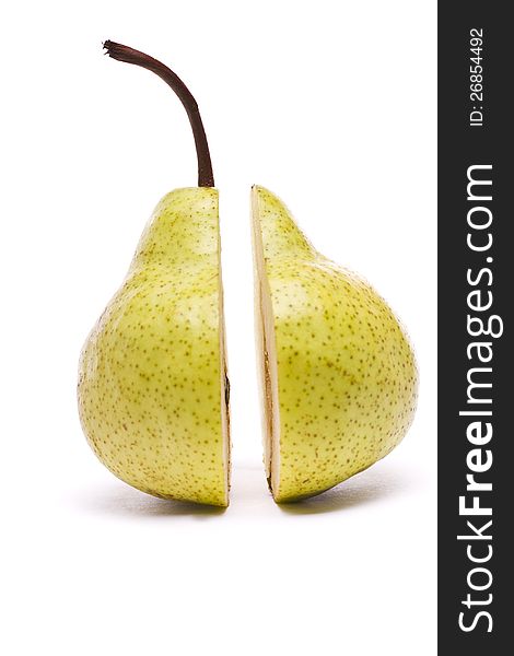 Green Pear On White