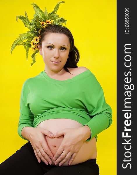 Pregnancy of the woman. Expectation of the baby.