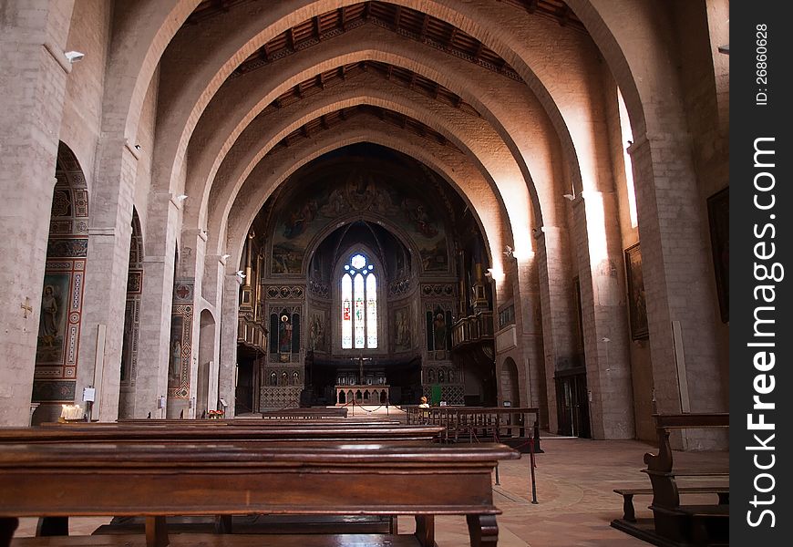 Interior of the  Cathedral in Gubbio ,Italy. Interior of the  Cathedral in Gubbio ,Italy