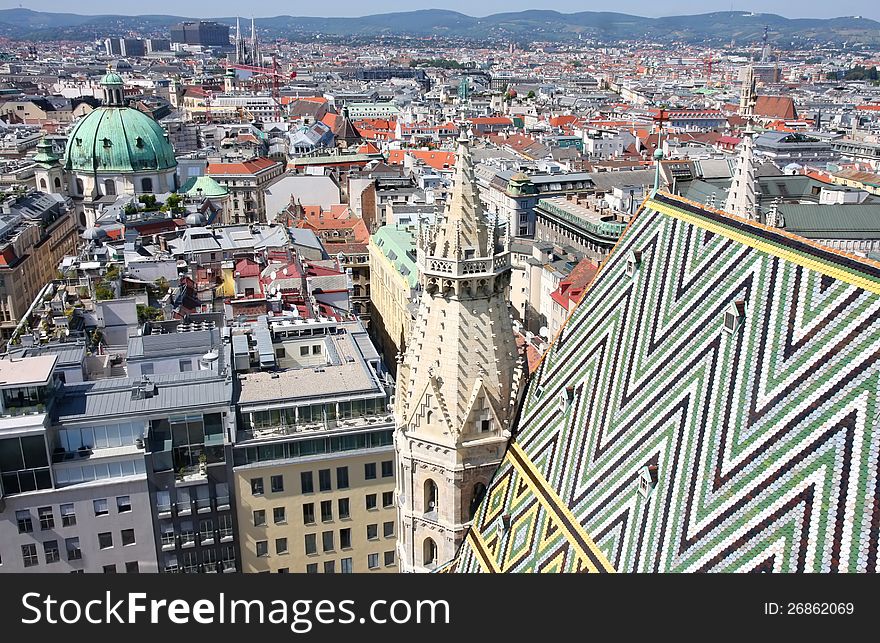 Panorama of Vienna, aerial view from Stephansdom cathedral, Vienna, Austria