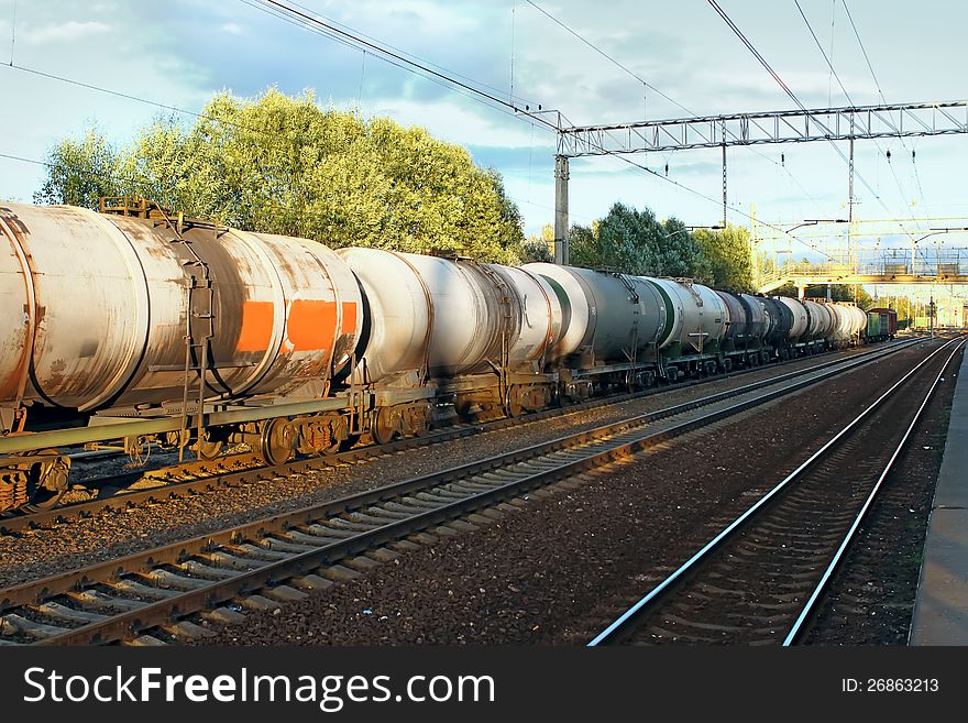 Tanks With Fuel  By Rail