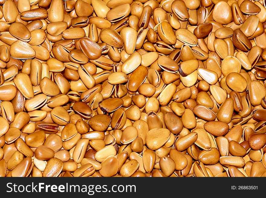 The background of fried pine nuts