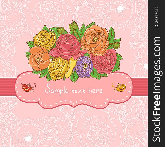 Vector frame with rose and place for text. Vector frame with rose and place for text