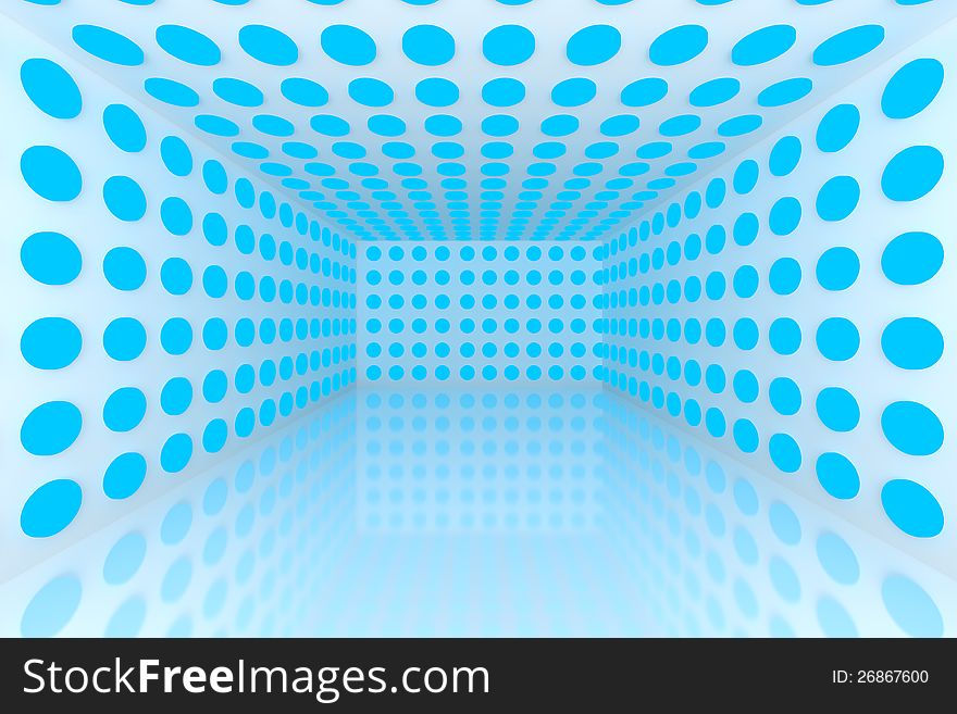 Empty room with abstract color blue lighting sphere