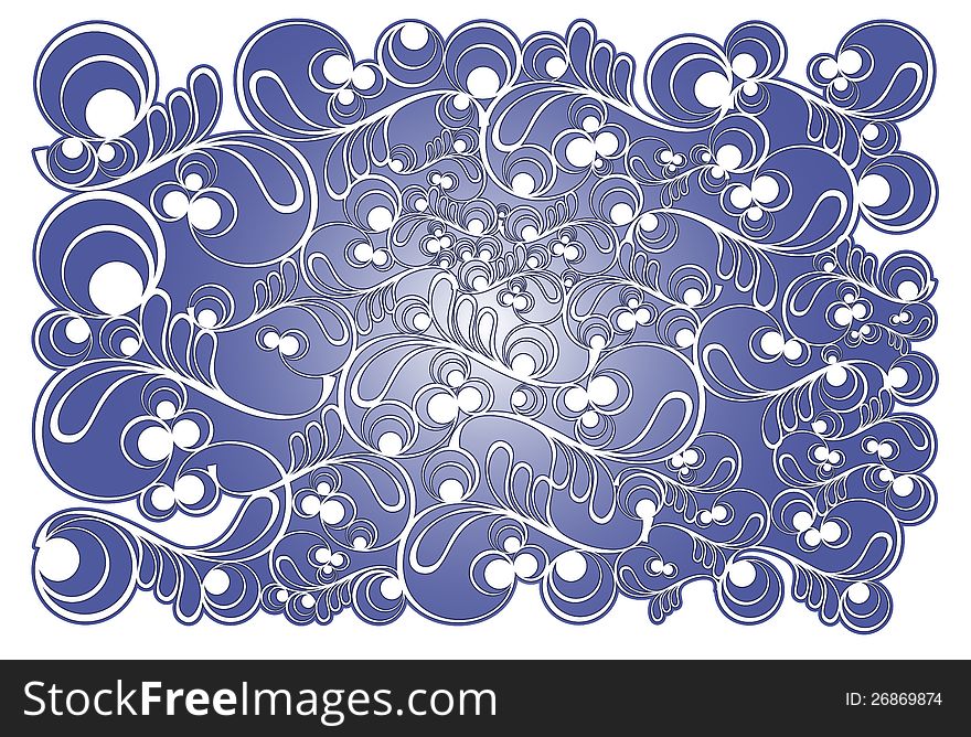 Blue stylized frosty pattern on a white background