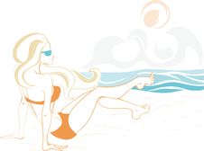 Young Woman In Swimming Suit And Sun Glass Royalty Free Stock Image
