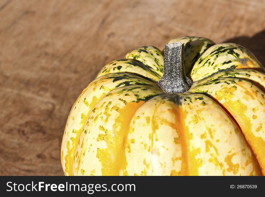 Background With Pumpkin On Wooden Board