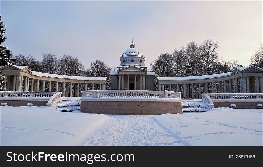 Temple-tomb in the winter Arkhangelskoye estate. Temple-tomb in the winter Arkhangelskoye estate