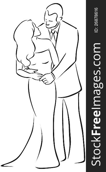 Man and woman silhouette - black outline