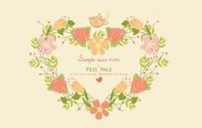 Greeting Card With Floral Heart Shape Royalty Free Stock Photos Greeting Card With Floral Heart Shape Royalty Free Stock Photos