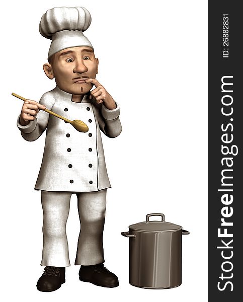 Toon chef with a pot