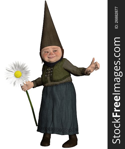 Gnome girl with a flower
