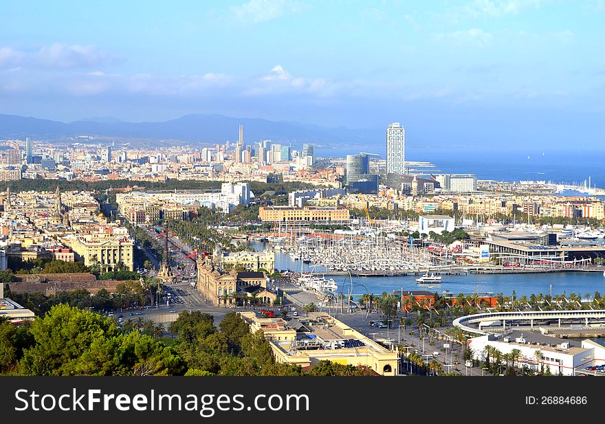 Bird's eye view of the Barcelona, Spain