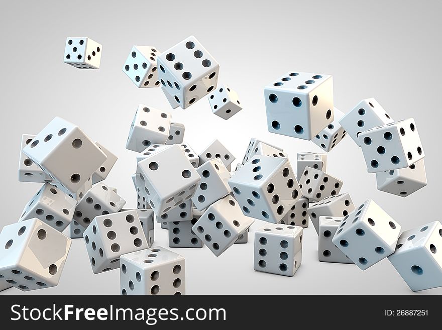 White dices on a neutral background