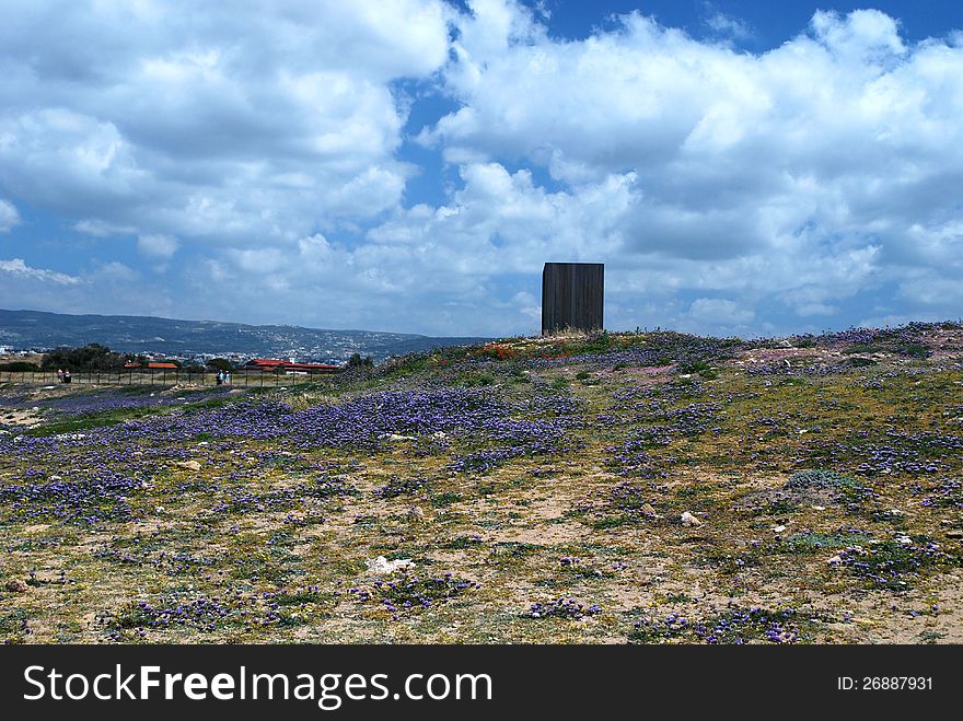 Coastline park with flowers in Mediterranean sea