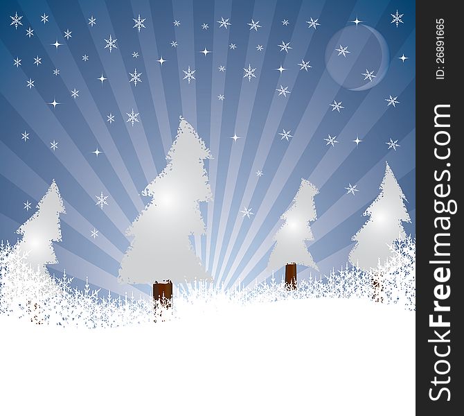 Christmas Card whit trees.vector.eps10