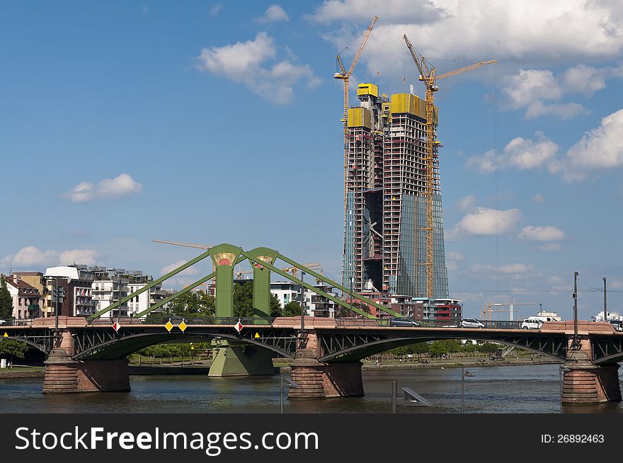 New European Central Bank construction in Frankfurt am Main, Germany