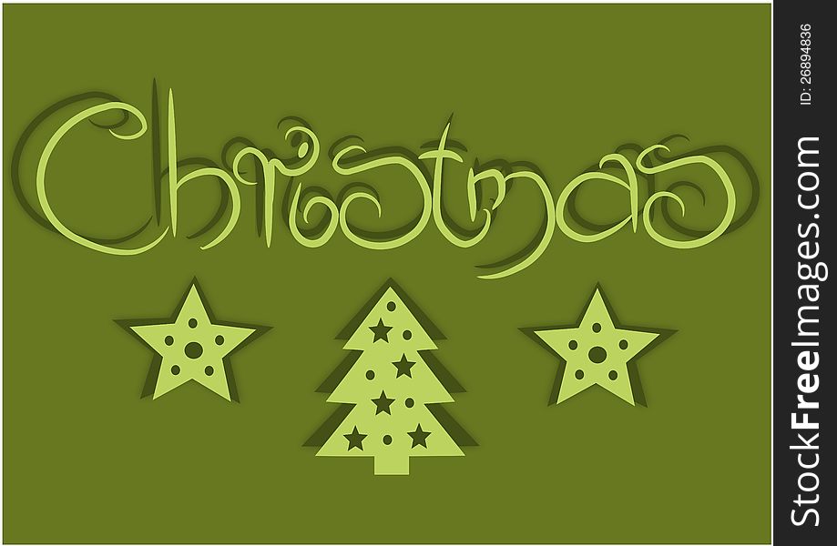 Card With Green Background For Christmas Time