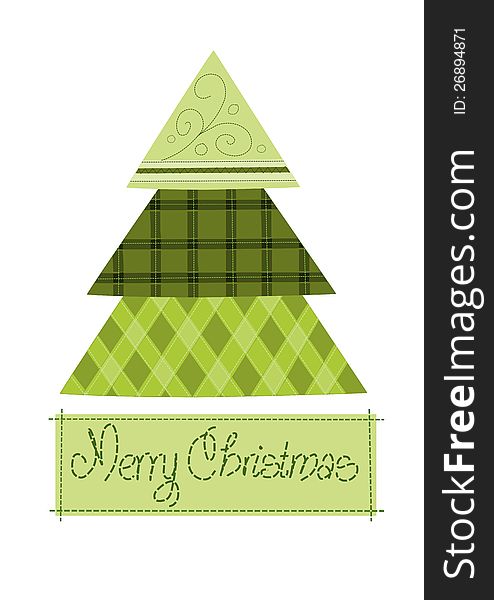 Green pattern christmas tree - illustration.