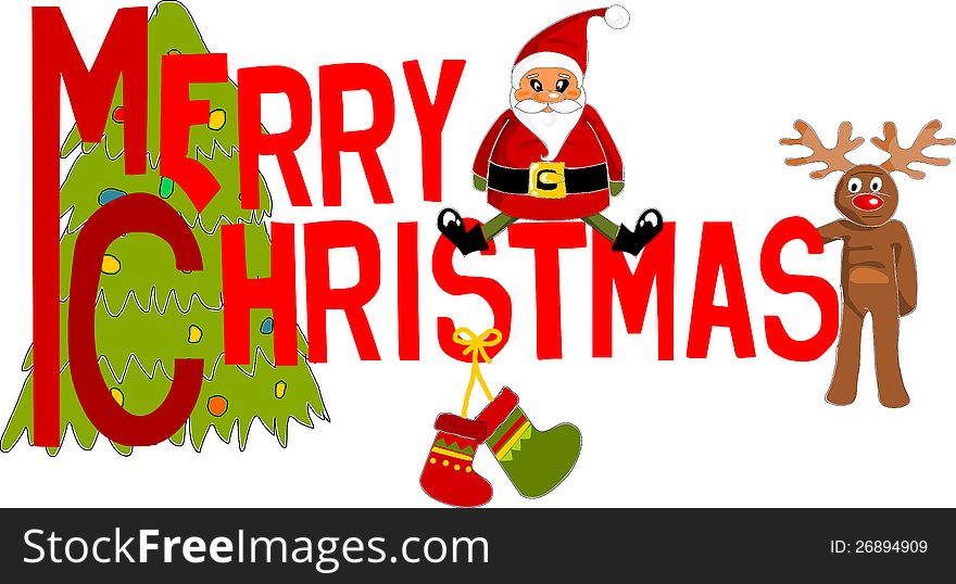 Merry Christmas Colorful Text.