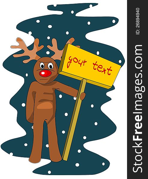 Reindeer with table for your text