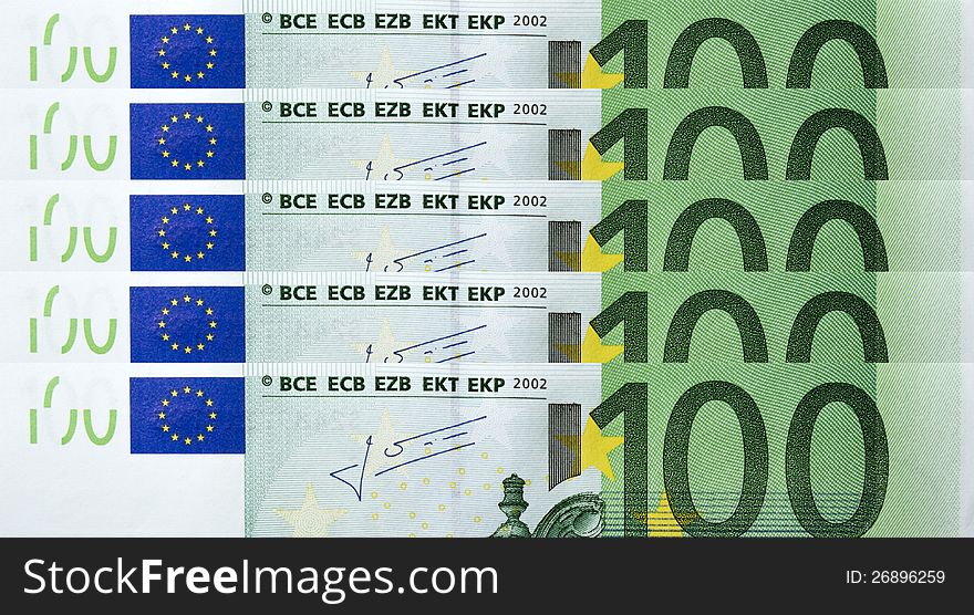 100 Euro paper bills isolated. 100 Euro paper bills isolated