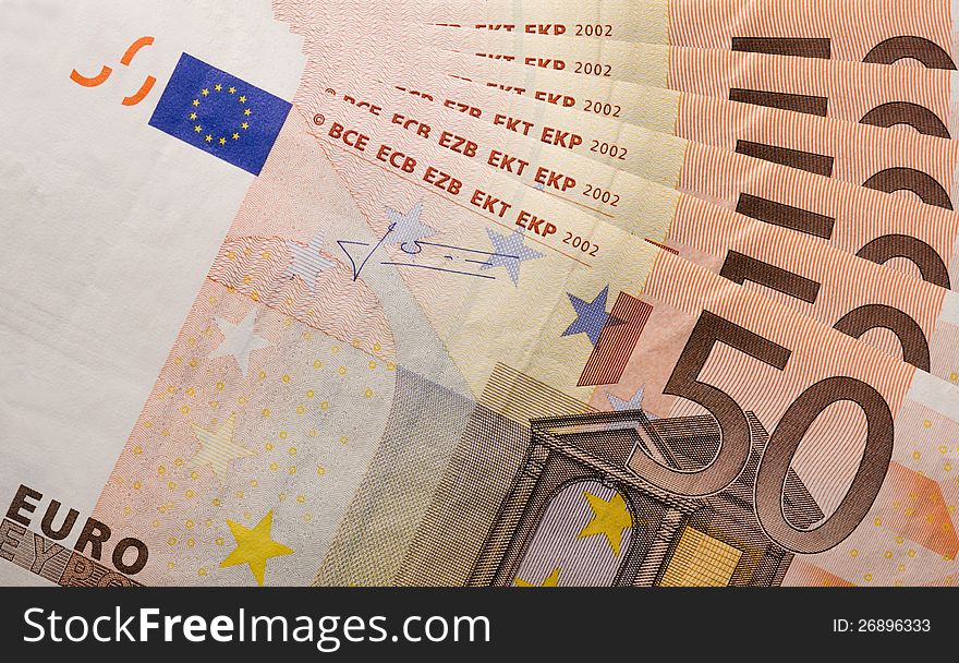 50 Euro paper bills isolated. 50 Euro paper bills isolated