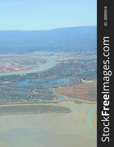 Aerial view onto San Francisco's coast. Aerial view onto San Francisco's coast