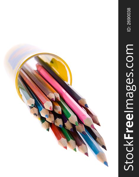 Color pencils isolated on white background