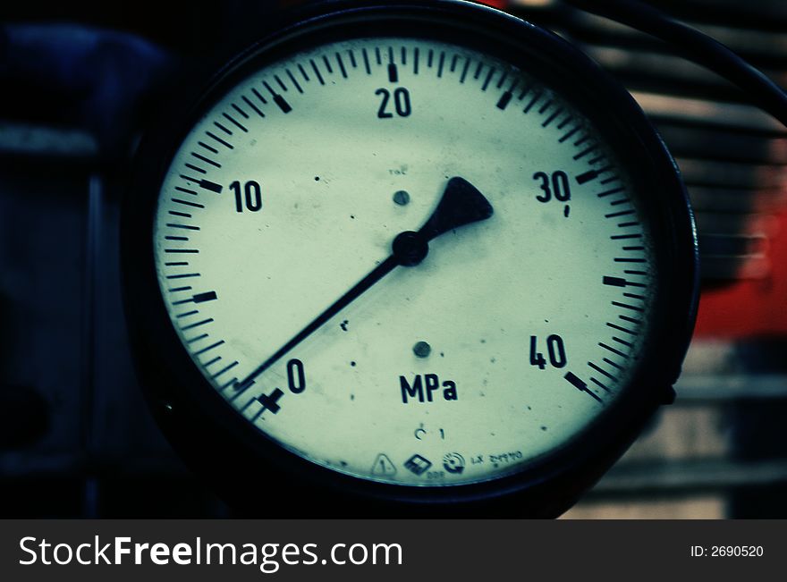 Close up photo of pressure meter. Close up photo of pressure meter