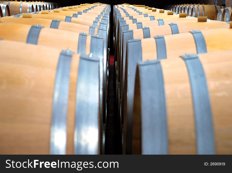 Barrel details in wine cellars. Barrel details in wine cellars