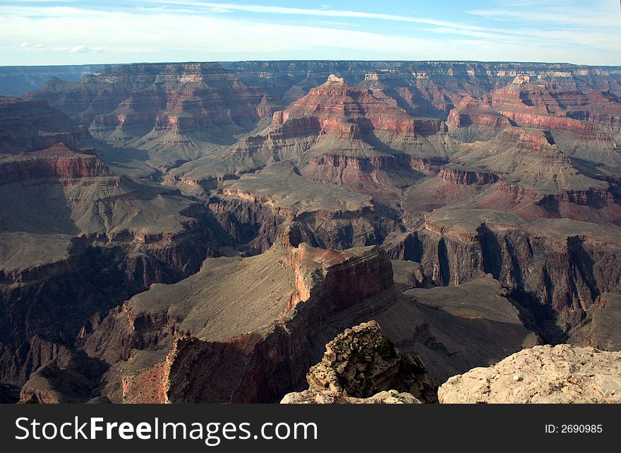 This is a landscape view of the Grand Canyon.