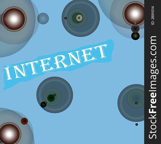 Graphical illustration of the Internet world ,on blu blackground