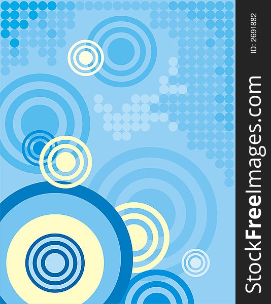 Abstract circle background in blue and soft yellow. Abstract circle background in blue and soft yellow.