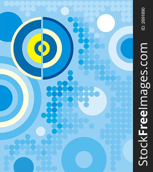 Abstract circle background in blue and yellow colors. Abstract circle background in blue and yellow colors.