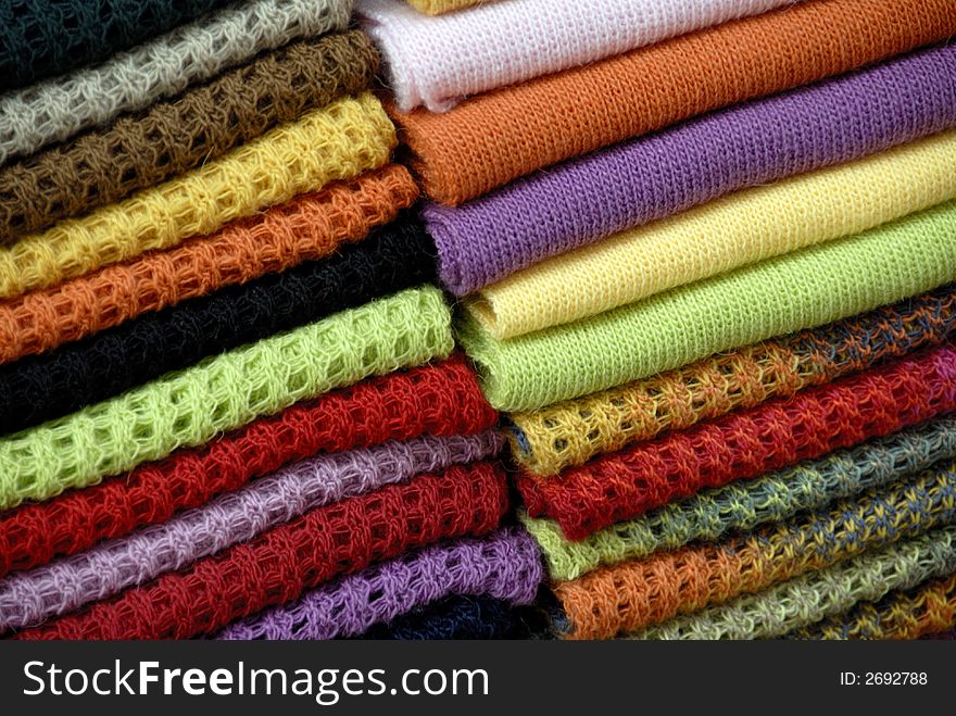 A Close Up Abstract Shot of Folded Woollens. A Close Up Abstract Shot of Folded Woollens