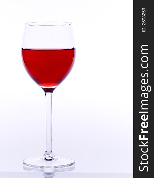 Glass of red wine on  the white background