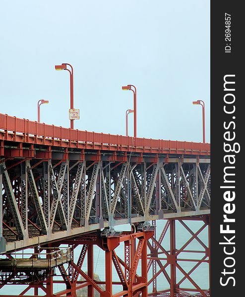 Part of the Golden Gate Gate Bridge in San Francisco. Part of the Golden Gate Gate Bridge in San Francisco